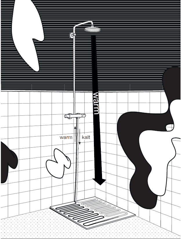 gemalte Dusche von Kalagrafik mit eingebautem Warmduscher